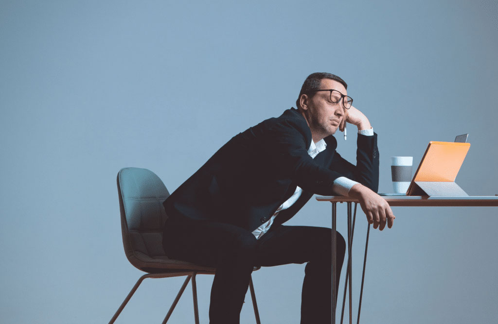 person bored during a virtual sales call