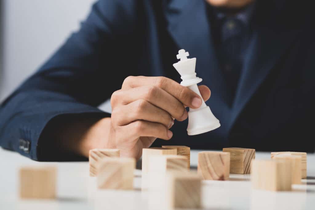 a man playing the game of chess at work